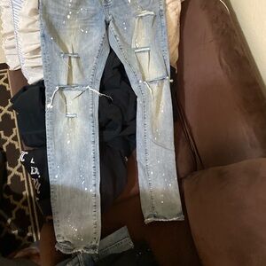 Distressed Blue Jeans